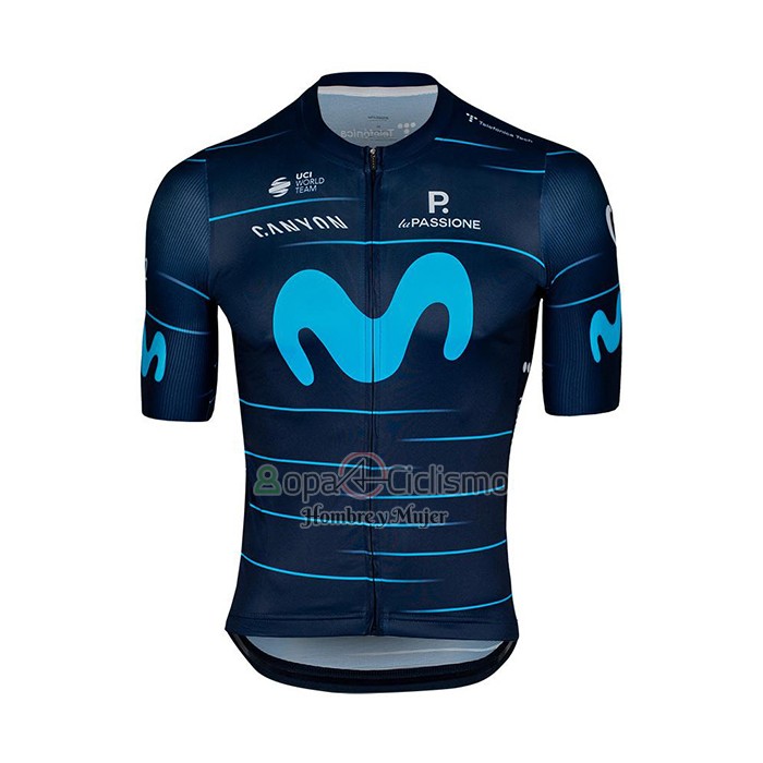 Movistar Ropa Ciclismo Culotte Corto 2022 Mangas Cortas Profundo Azul Azur